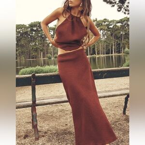 Zara 2-Piece Frayed Linen Top and Skirt